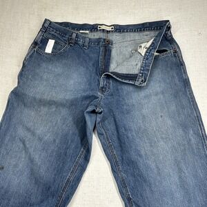 Carhartt Relaxed Fit Medium Wash Blue Denim Jeans Looes fitJeans Work Pants